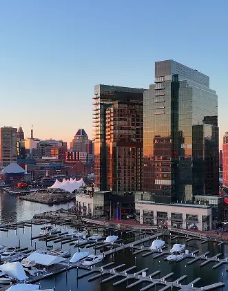 Baltimore skyline at dusk